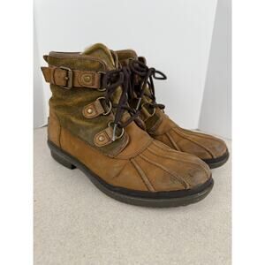 UGG‎ Cecile Brown Waterproof Leather Ankle Duck Boots 1007999 Fur Felt Lined 7.5